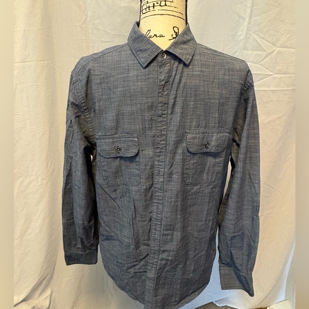 Alfani Men's Chambray Button Shirt in Blue